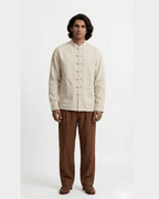 Mandarin Off White Linen Shirt for Men - Naymish Designs