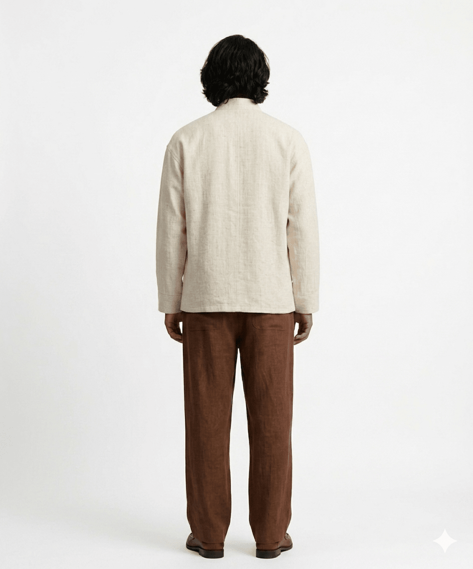 Mandarin Off White Linen Shirt for Men - Naymish Designs