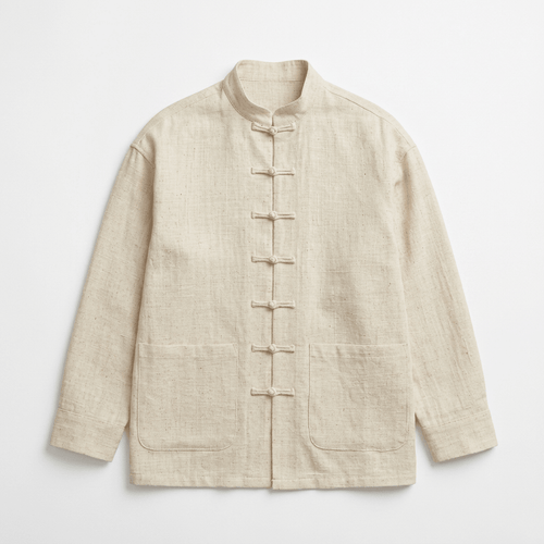 Mandarin Off White Linen Shirt for Men - Naymish Designs
