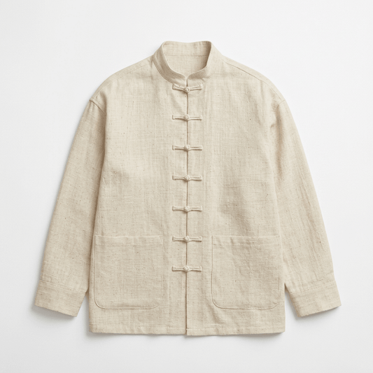 Mandarin Off White Linen Shirt for Men - Naymish Designs