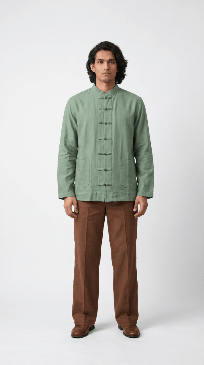 Mandarin Shirt by Naymish - Available in Offwhite, Blue, Black or Green - Naymish Designs