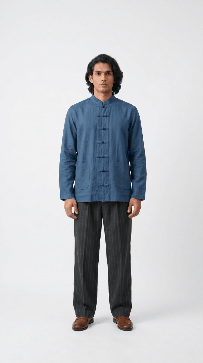 Mandarin Shirt by Naymish - Available in Offwhite, Blue, Black or Green - Naymish Designs