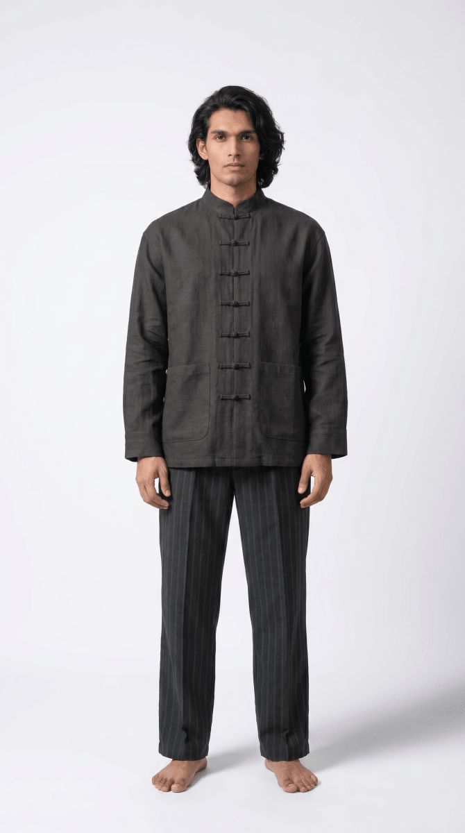 Mandarin Shirt by Naymish - Available in Offwhite, Blue, Black or Green - Naymish Designs