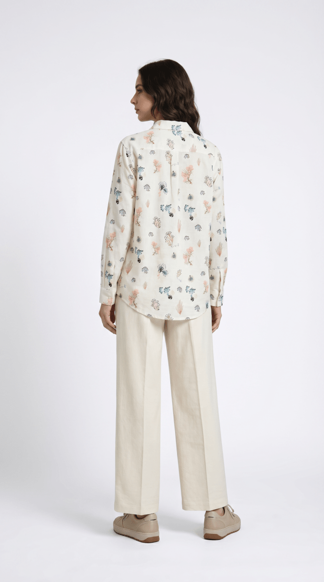 Marine Life Coral Shirt for Women in Linen - Naymish Designs