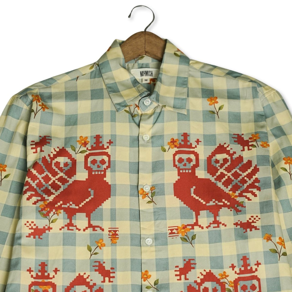 Memento Mori Checks - Luxury Designer Shirt | Soft Cotton or Pure Linen | Partywear shirt for Men - Naymish Designs