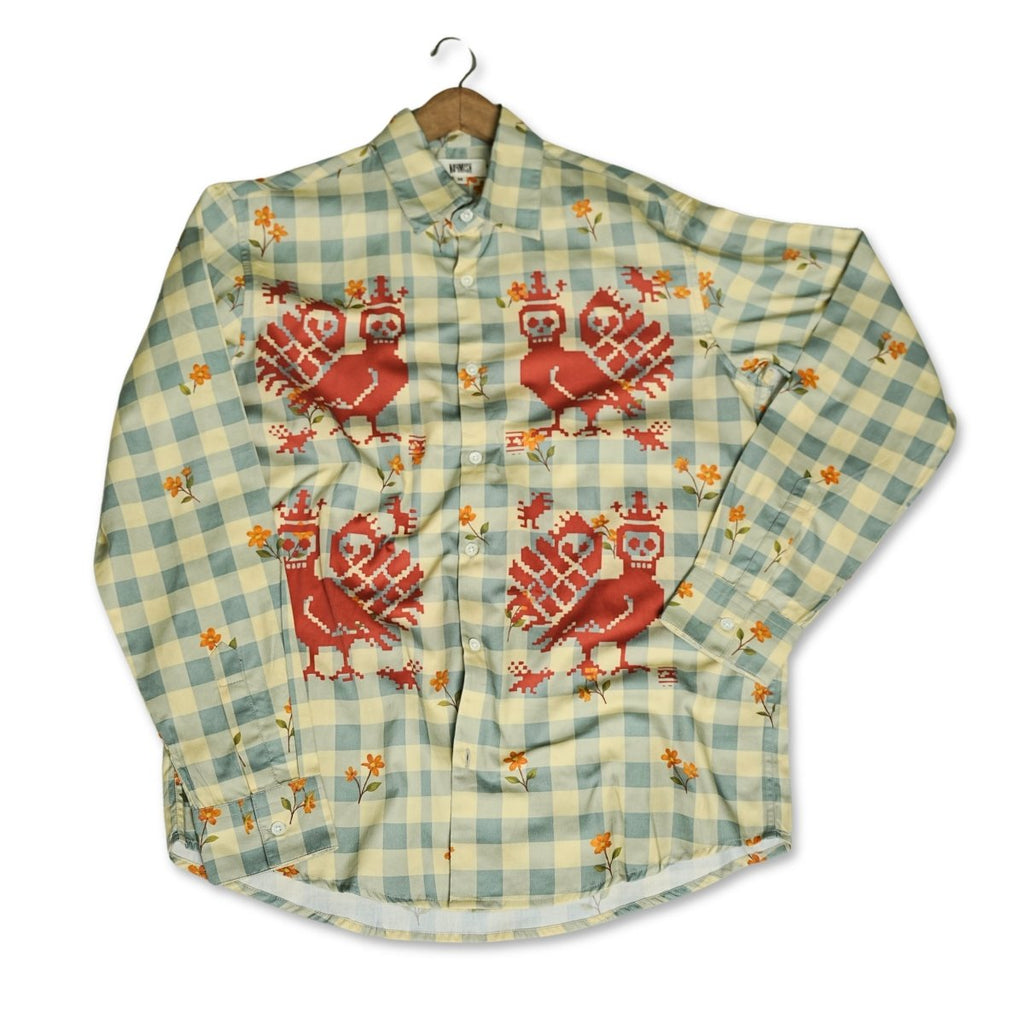 Memento Mori Checks - Luxury Designer Shirt | Soft Cotton or Pure Linen | Partywear shirt for Men - Naymish Designs