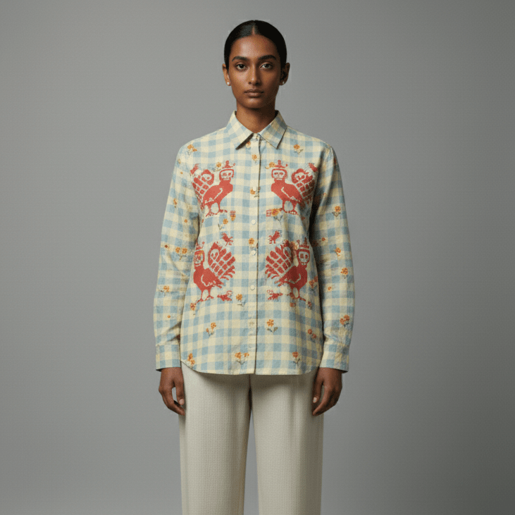 MM Shirt Women - Memento Mori Checks Shirt for Women - Luxury Designer | Soft Cotton or Pure Linen  - Naymish Designs