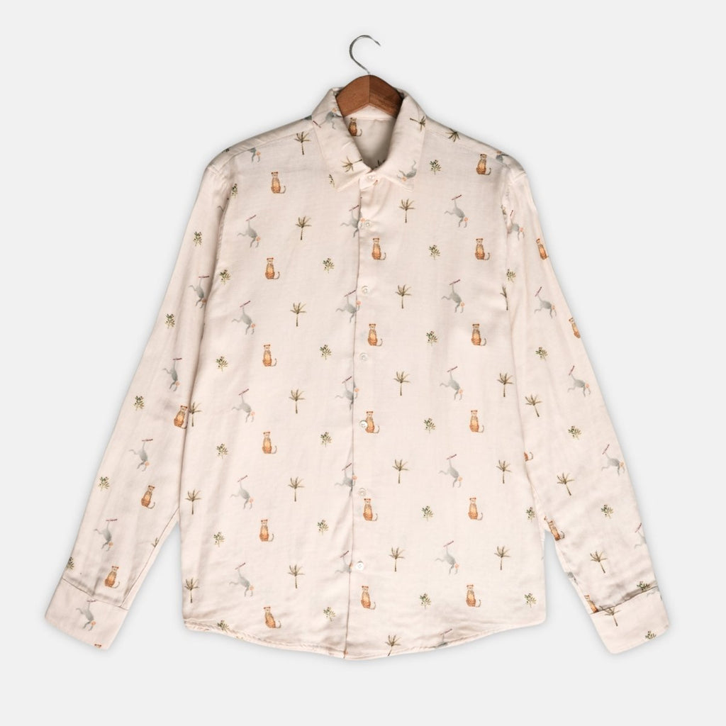 Monkey Cheetah - Luxury Designer Shirt | Soft Cotton or Pure Linen | Partywear shirt for Men - Naymish Designs