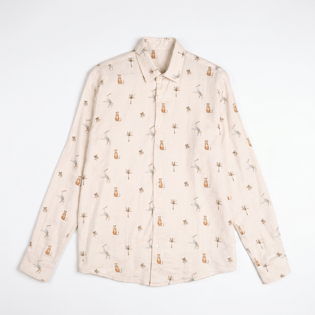 Monkey Cheetah shirt Men - Luxury Designer Shirt | Pure Linen | Partywear shirt for Men - Naymish Designs