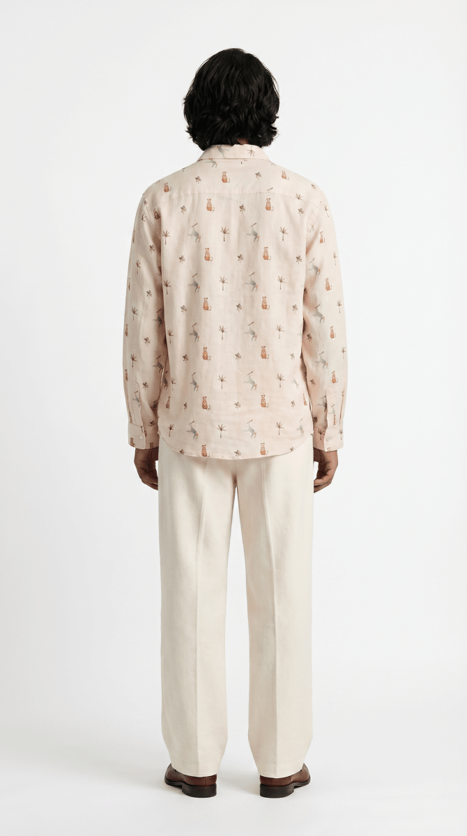 Monkey Cheetah shirt Men - Luxury Designer Shirt | Pure Linen | Partywear shirt for Men - Naymish Designs