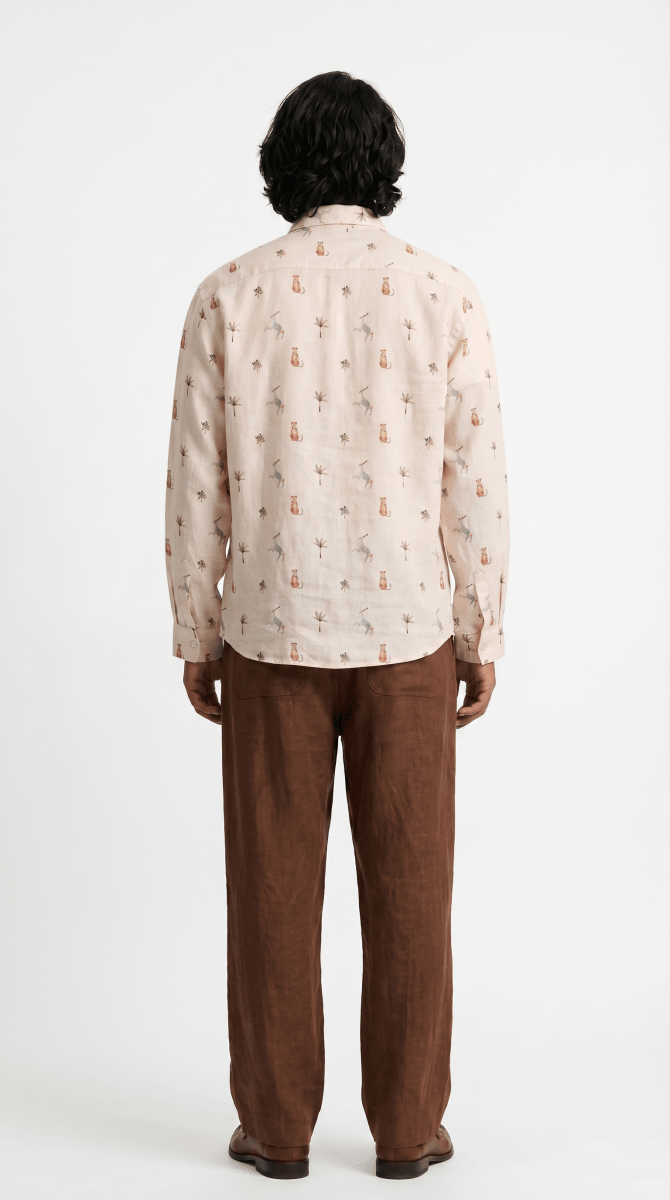 Monkey Cheetah shirt Men - Luxury Designer Shirt | Pure Linen | Partywear shirt for Men - Naymish Designs
