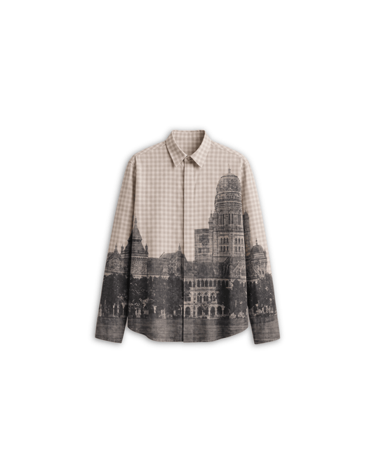 Mumbai Shirt Women - Cotton - Vintage - Beige - Check - Naymish Designs