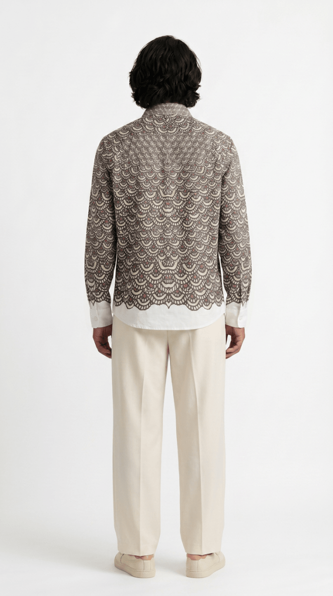 Naymish Cotton Men Shirt — Fish Scale — Black — Signature Wear - Naymish Designs