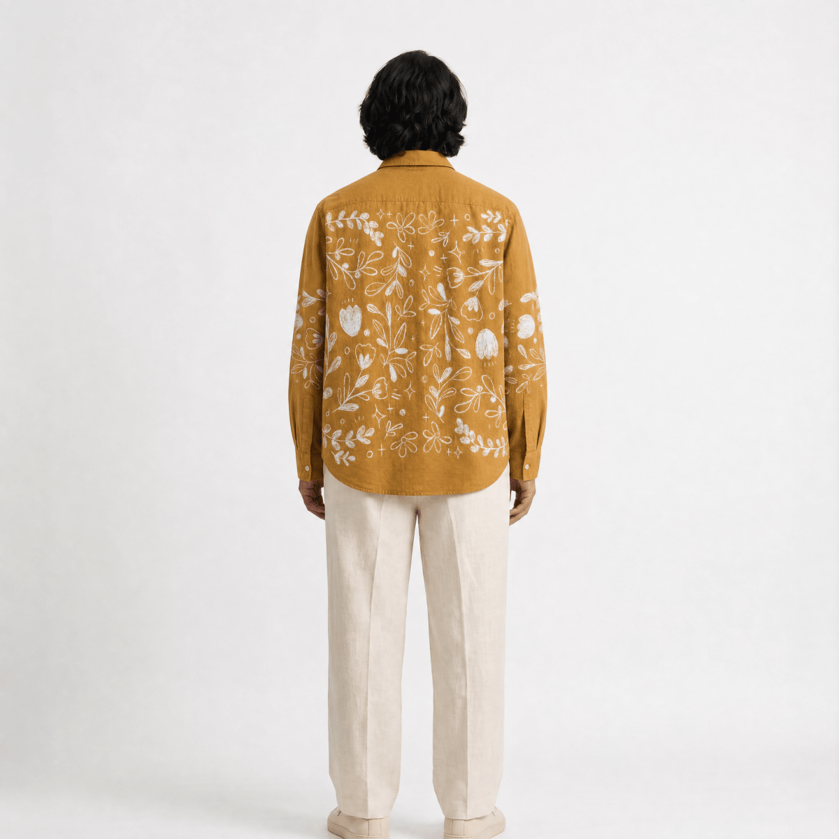Naymish Cotton Men Shirt — Flowerchild Full Sleeve — Yellow — Signature Wear - Naymish Designs