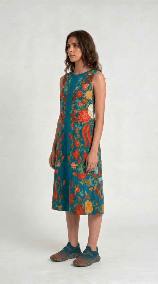 Naymish Cotton Women Dress — Spring Bloom — Floral — Evening Wear - Naymish Designs