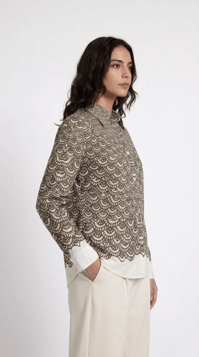Naymish Cotton Women Shirt — Fish Scale — Black — Signature Wear - Naymish Designs