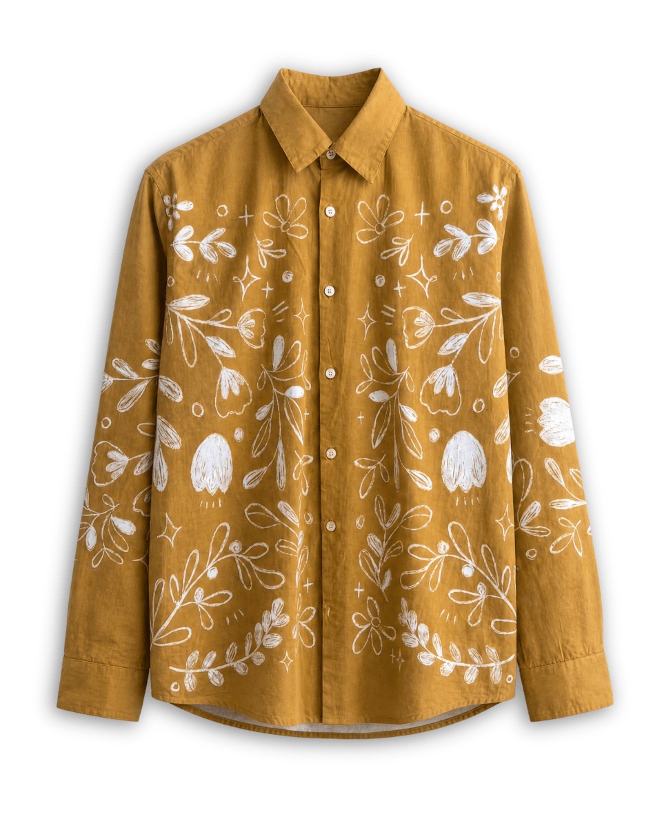 Naymish Cotton Women Shirt — Flowerchild Full Sleeve — Yellow — Signature Wear - Naymish Designs