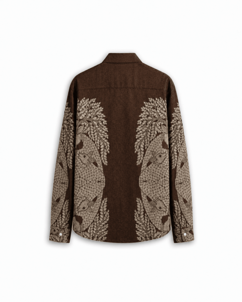 Naymish Cotton Women Shirts — Gond Tree of Life — Brown OR Grey - Naymish Designs