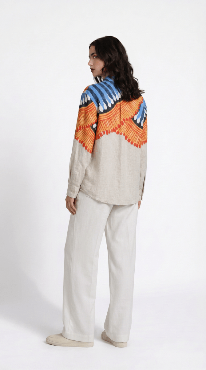 Naymish Cotton Women Shirts — Kalighat Fire — Off White - Naymish Designs