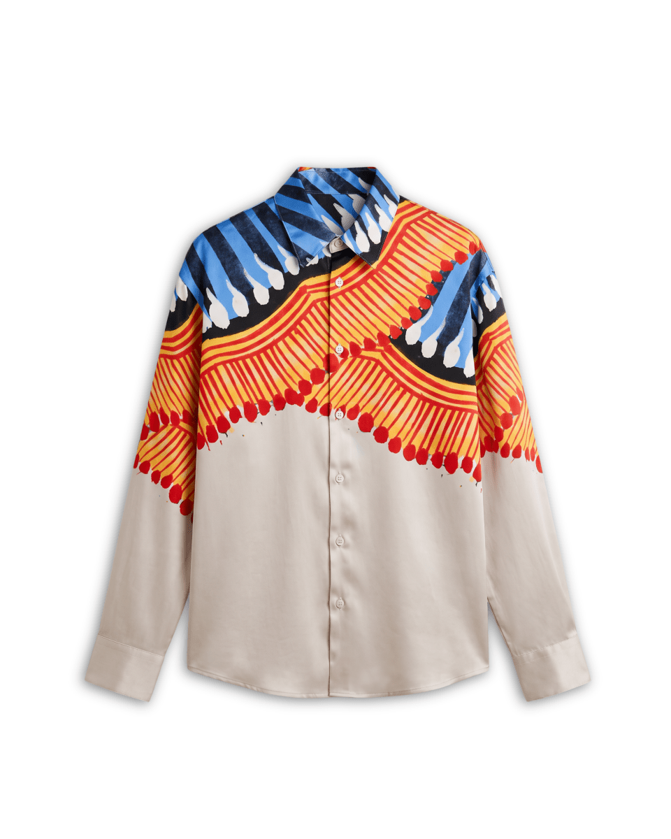 Naymish Cotton Women Shirts — Kalighat Fire — Off White - Naymish Designs