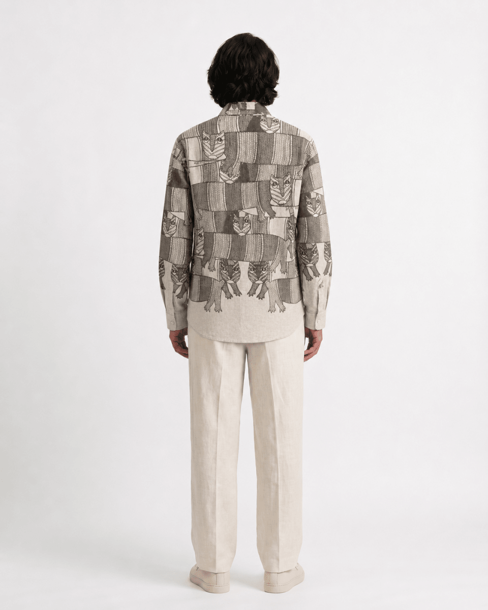 Naymish Giza Cotton Men Shirt — Gond Forest — Red - Naymish Designs