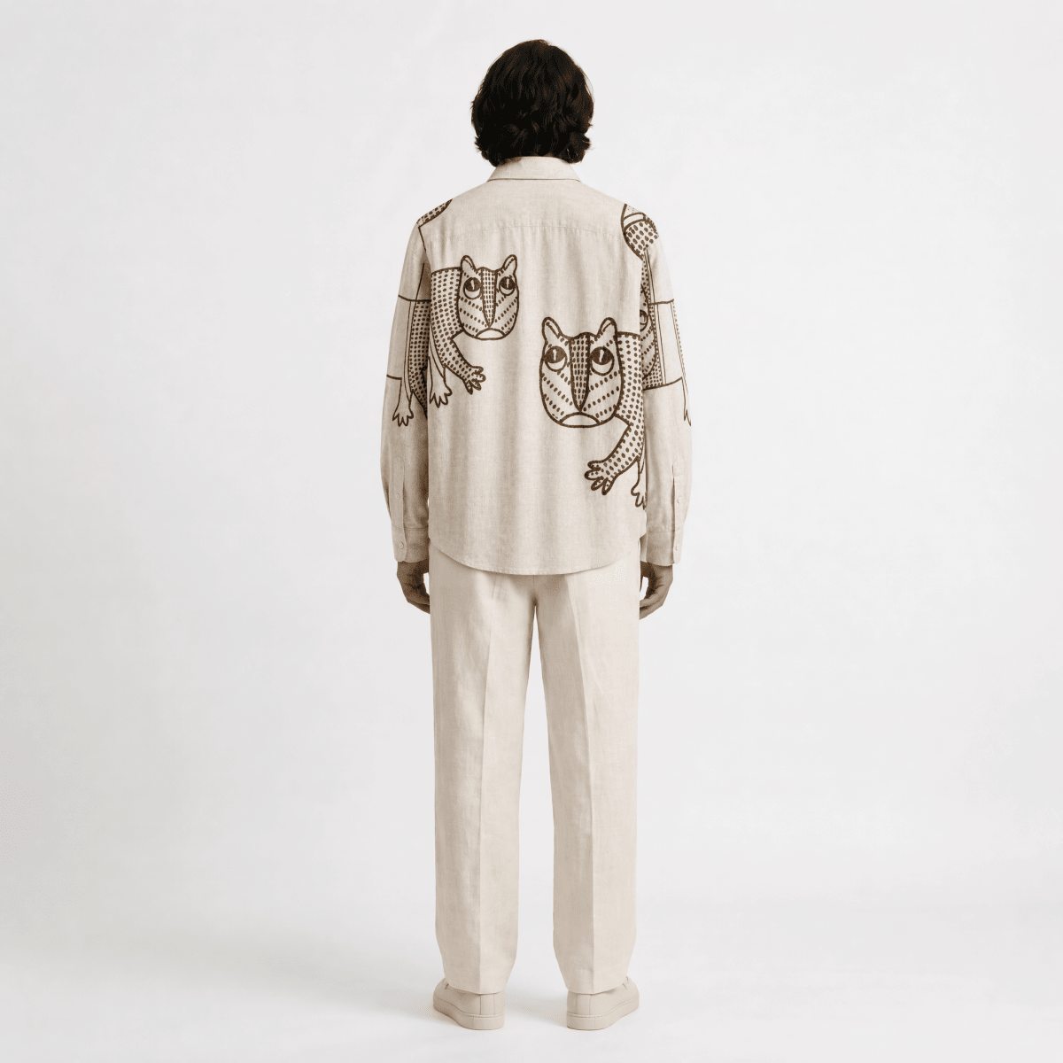 Naymish Giza Cotton Men Shirt — Gond Tiger — Red - Naymish Designs