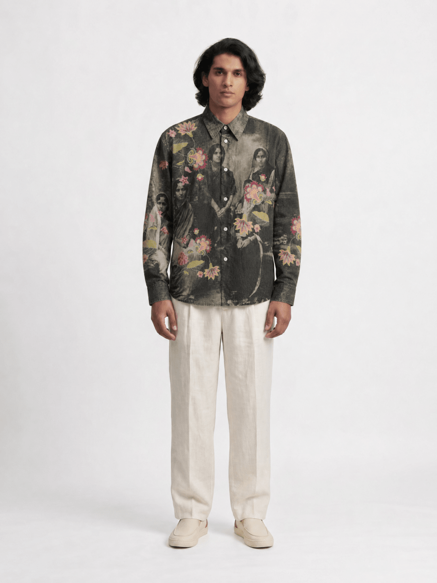 Naymish Giza Cotton Men Shirt — Vintage Family — Red - Naymish Designs