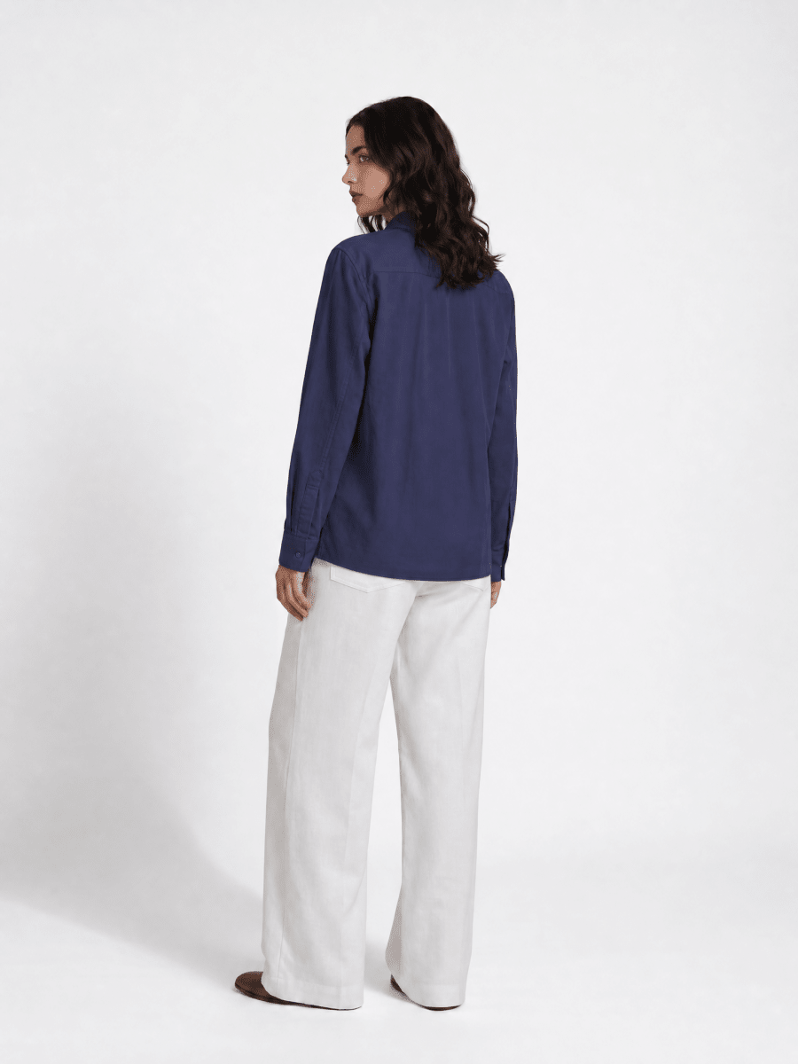 Naymish Giza Cotton Women Shirt — Gond Blue Tree — Blue - Naymish Designs