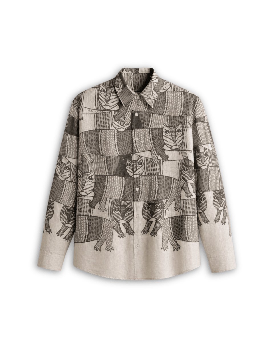 Naymish Giza Cotton Women Shirt — Gond Forest — Red - Naymish Designs