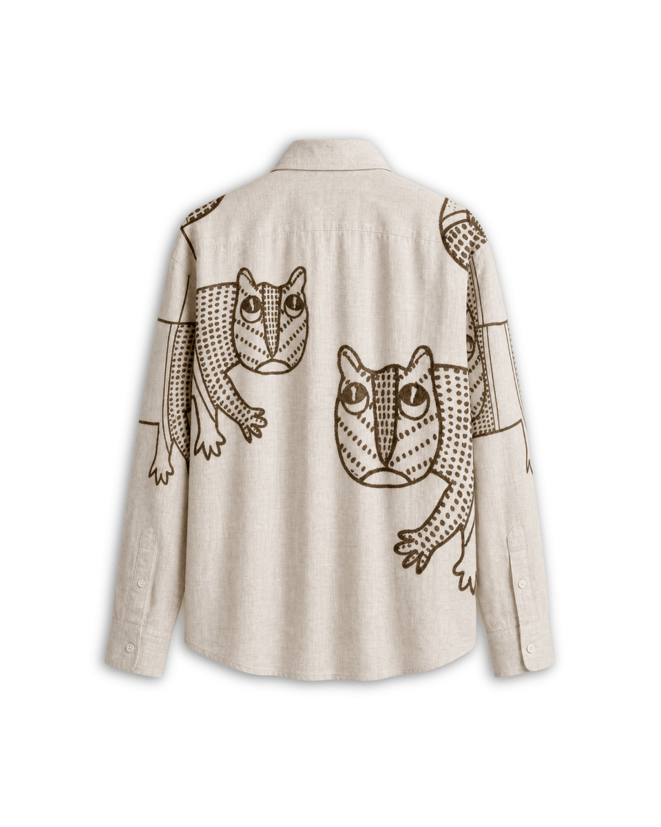 Naymish Giza Cotton Women Shirt — Gond Tiger — Red - Naymish Designs