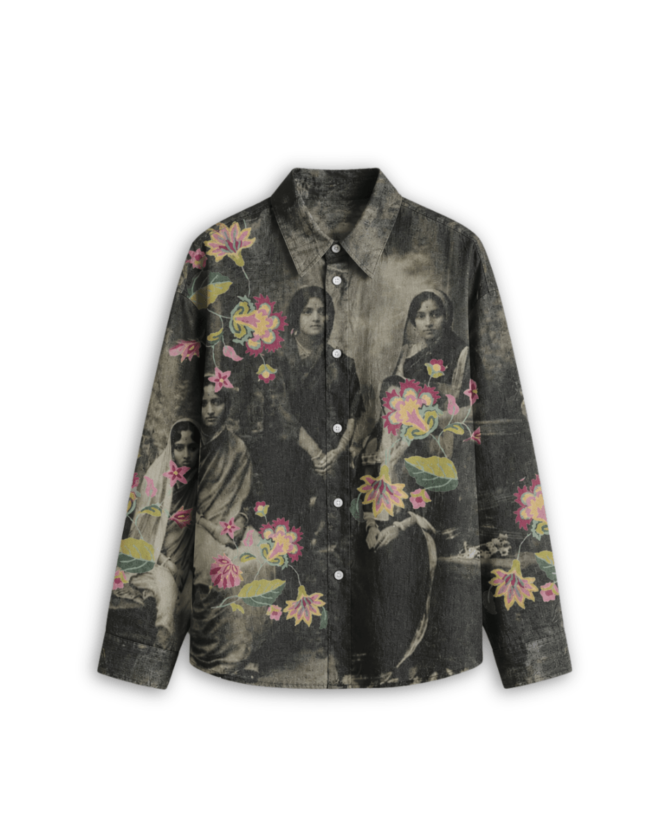 Naymish Giza Cotton Women Shirt — Vintage Family — Red - Naymish Designs