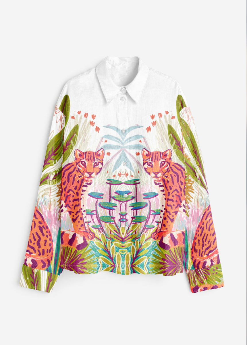 Ocelot white cotton shirt for men - Naymish Designs