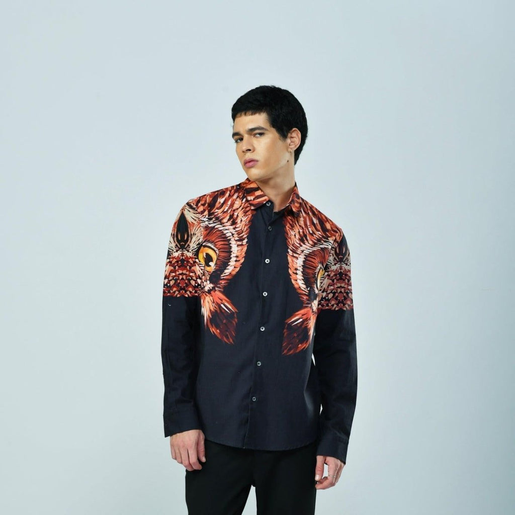 Owl Black Party Wear Shirts for Men - Naymish Designs