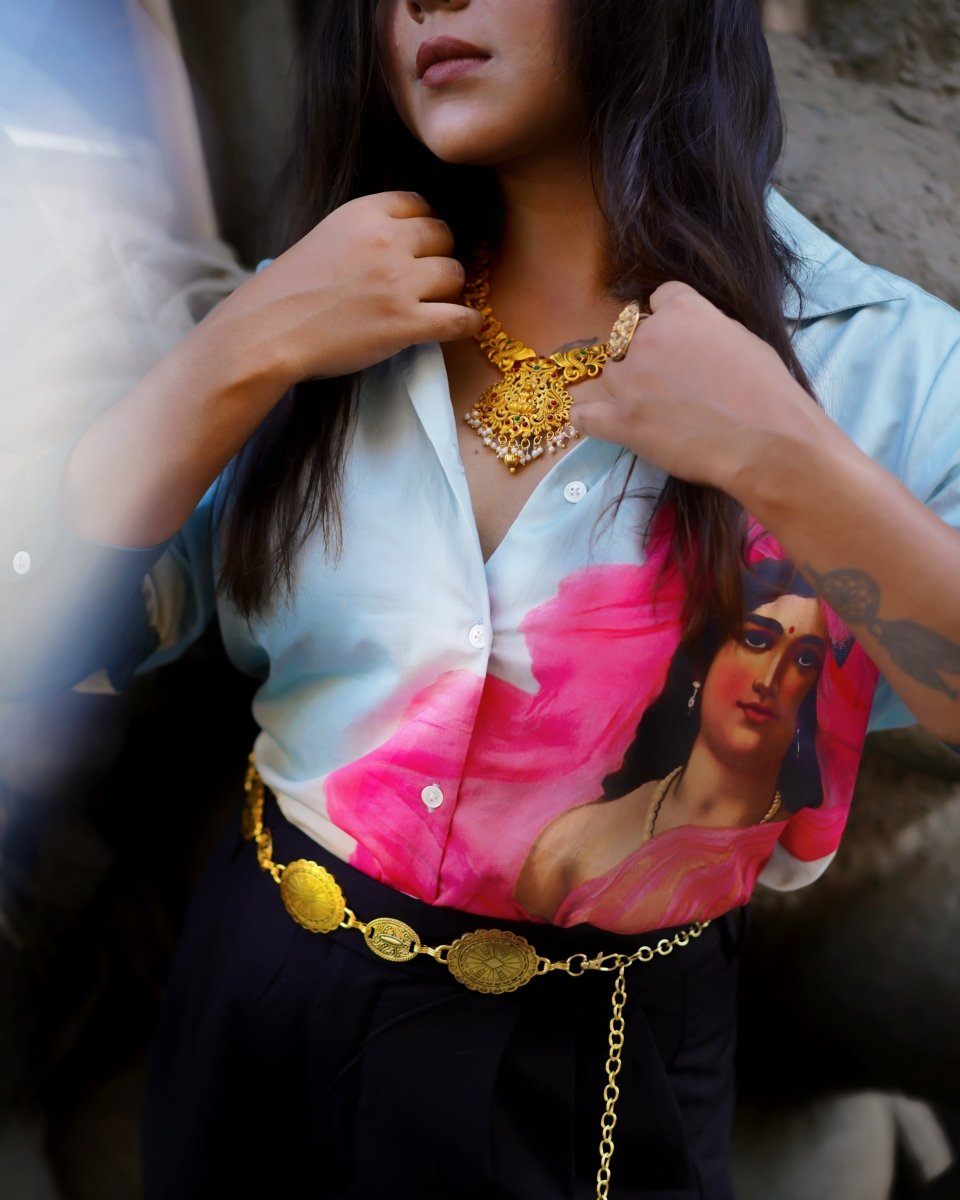 Padmini Blue Shirt for Women - Luxury Designer | Soft Cotton or Pure Linen  - Naymish Designs