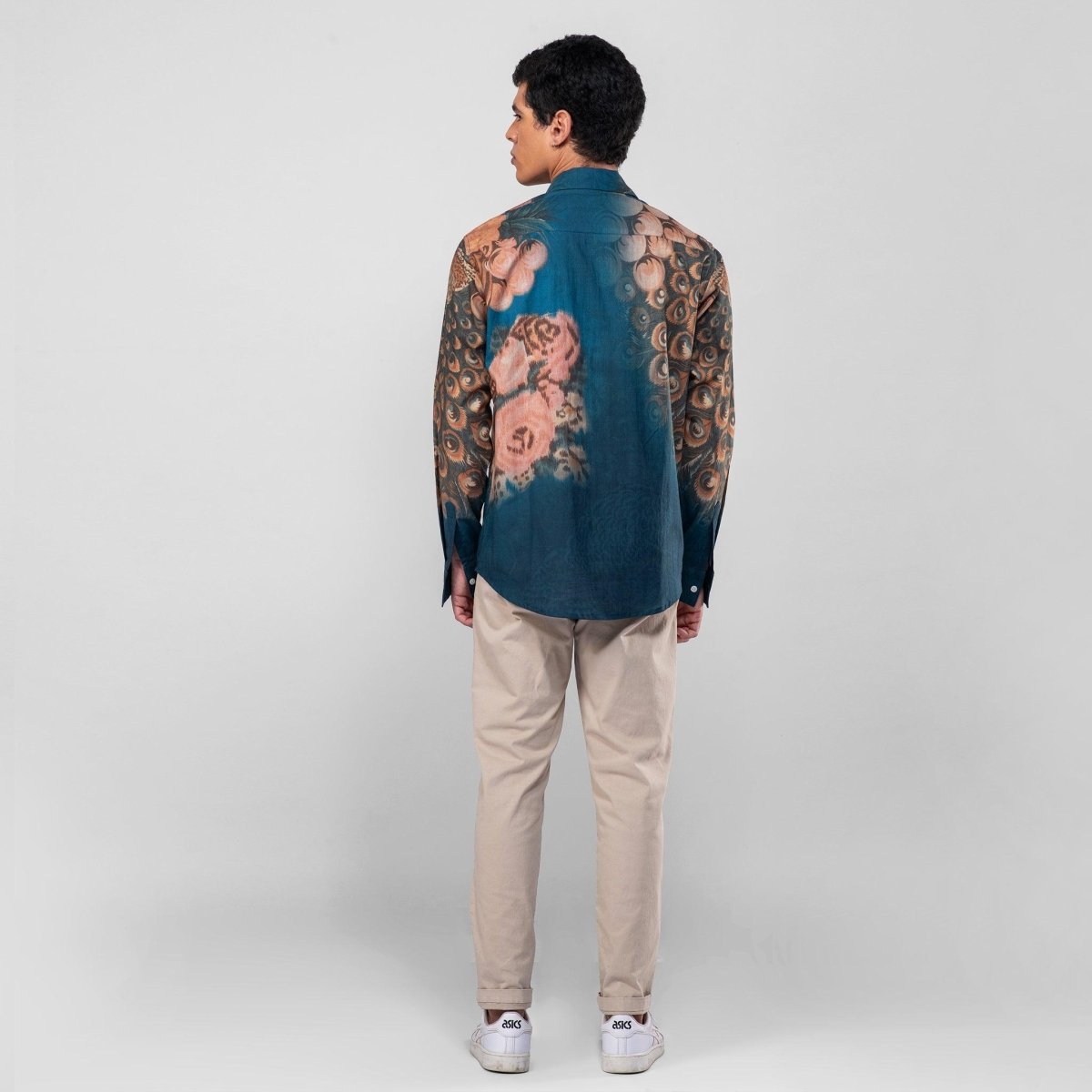 Peacock on the Wall Shirt for Men in Available in Cotton and Linen - Naymish Designs