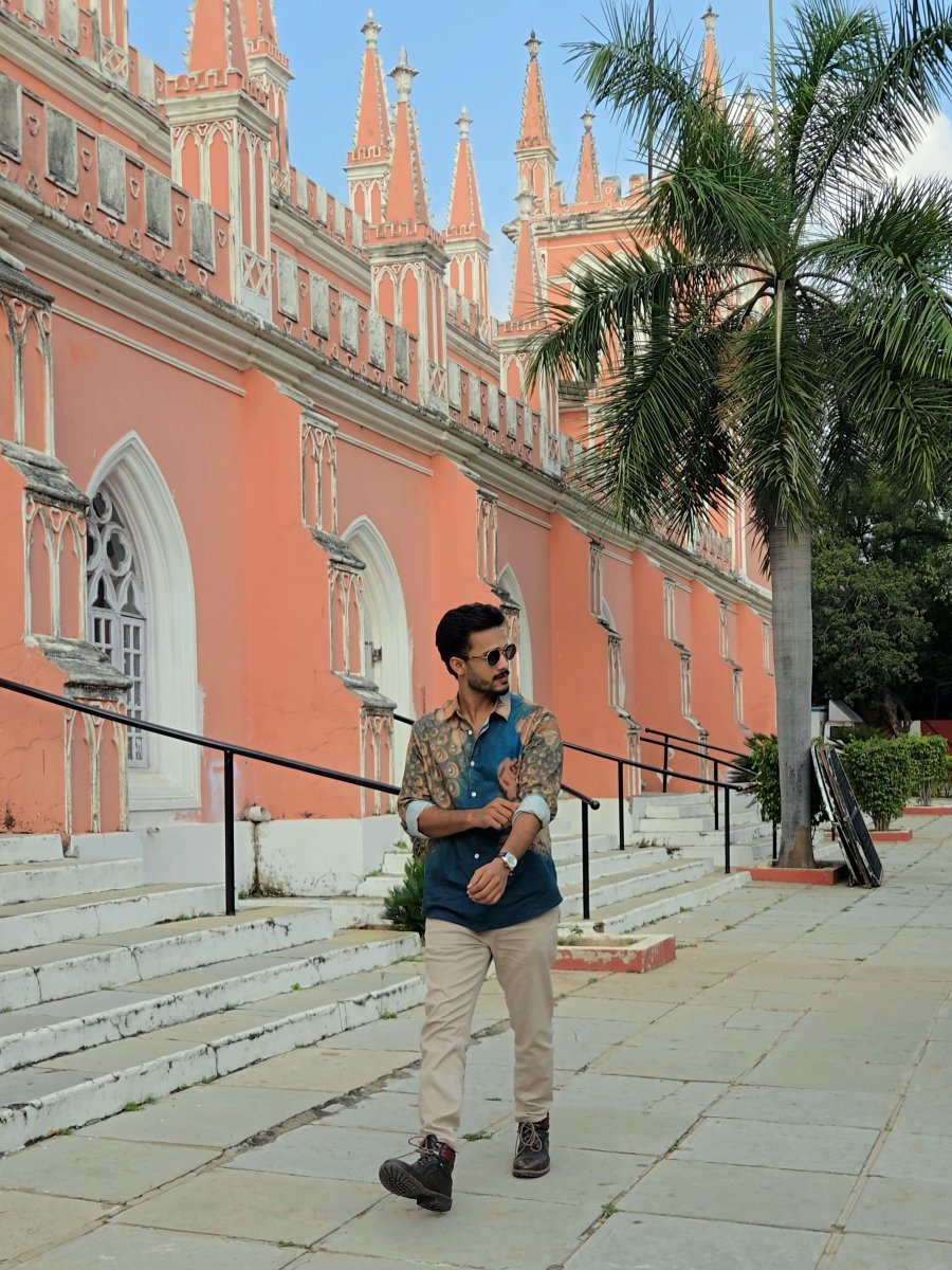 Peacock on the Wall Shirt for Men in Available in Cotton and Linen - Naymish Designs