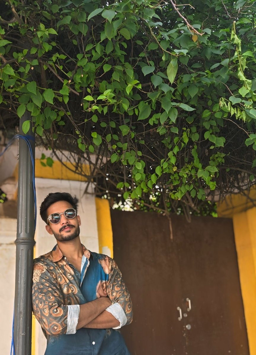 Peacock on the Wall Shirt for Men in Available in Cotton and Linen - Naymish Designs