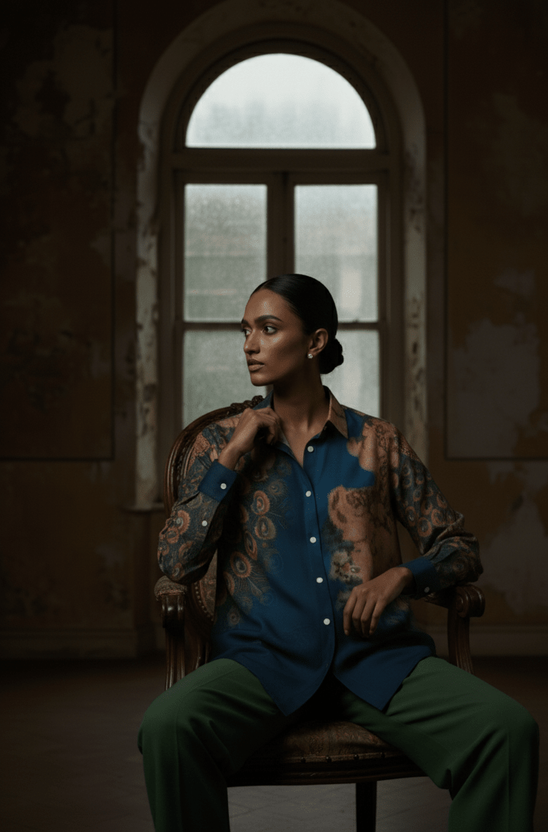 Peacock on the Wall Shirt for Women - Luxury Designer | Soft Cotton or Pure Linen  - Naymish Designs