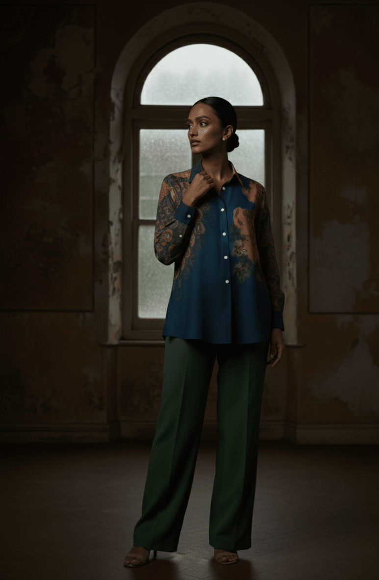 Peacock on the Wall Shirt for Women - Luxury Designer | Soft Cotton or Pure Linen  - Naymish Designs