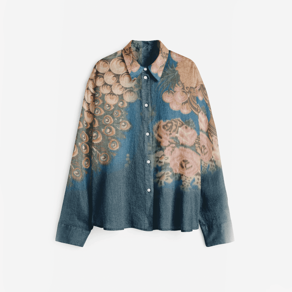 Peacock on the Wall Shirt for Women - Luxury Designer | Soft Cotton or Pure Linen  - Naymish Designs