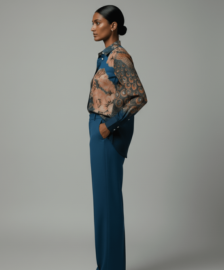 Peacock on the Wall Shirt for Women - Luxury Designer | Soft Cotton or Pure Linen  - Naymish Designs