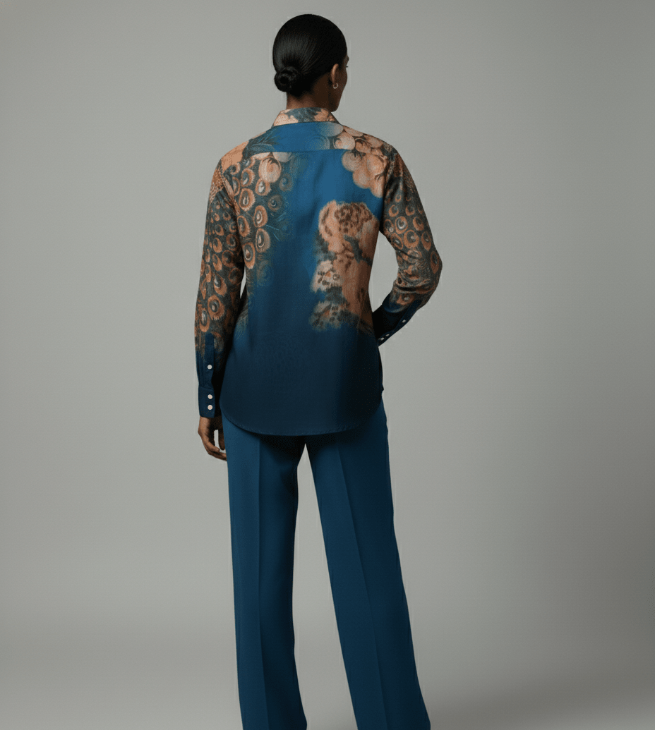 Peacock on the Wall Shirt for Women - Luxury Designer | Soft Cotton or Pure Linen  - Naymish Designs