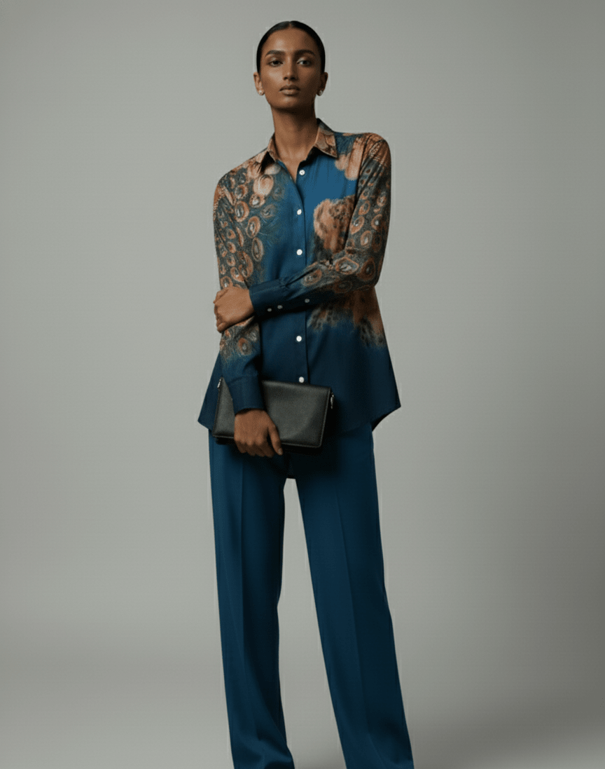 Peacock on the Wall Shirt for Women - Luxury Designer | Soft Cotton or Pure Linen  - Naymish Designs