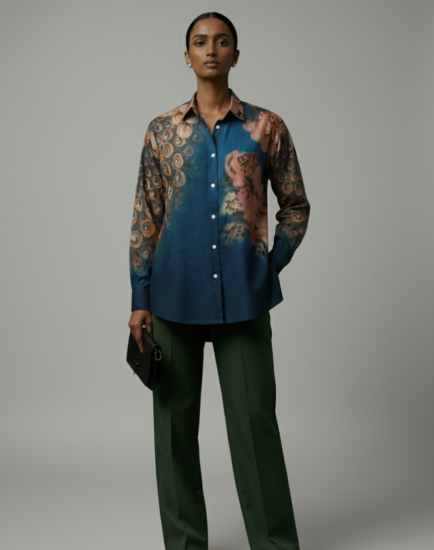 Women Shirt - Peacock on the Wall