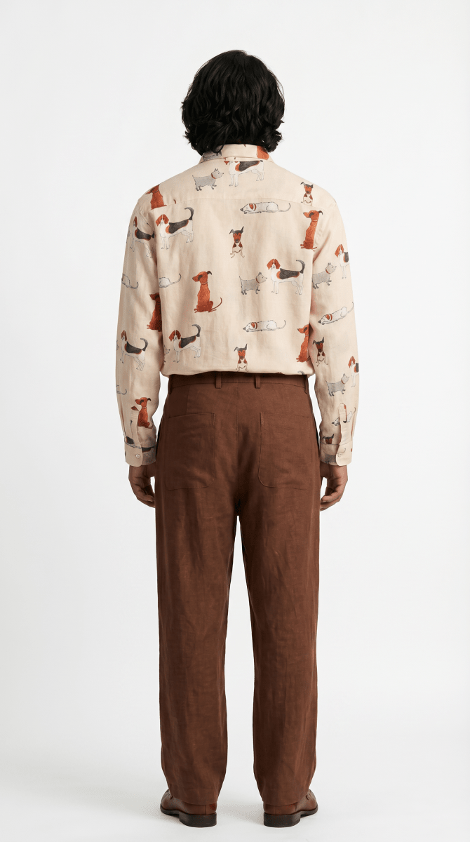 Pup Culture Shirt Men - Luxury Designer Shirt | Pure Linen | Partywear shirt for Men - Naymish Designs