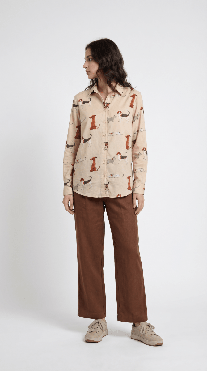 Pup Culture Women - Luxury Designer Shirt | Pure Linen | Partywear shirt for Women - Naymish Designs