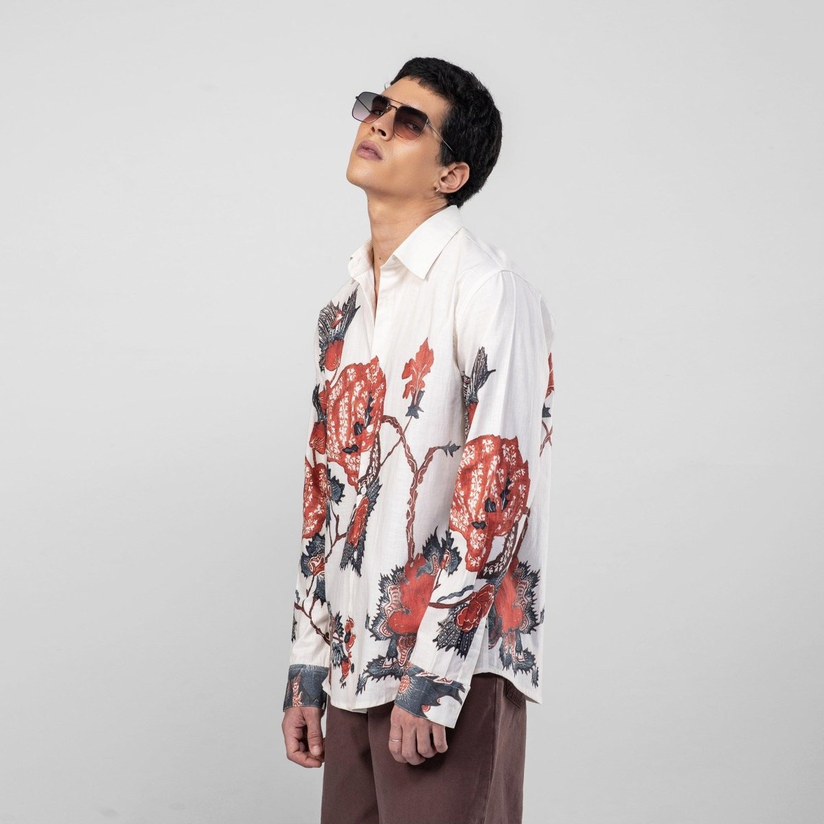 Roseplant Holiday shirts Men - White Available in Cotton and Linen - Naymish Designs