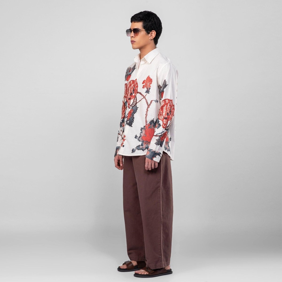 Roseplant Holiday shirts Men - White Available in Cotton and Linen - Naymish Designs
