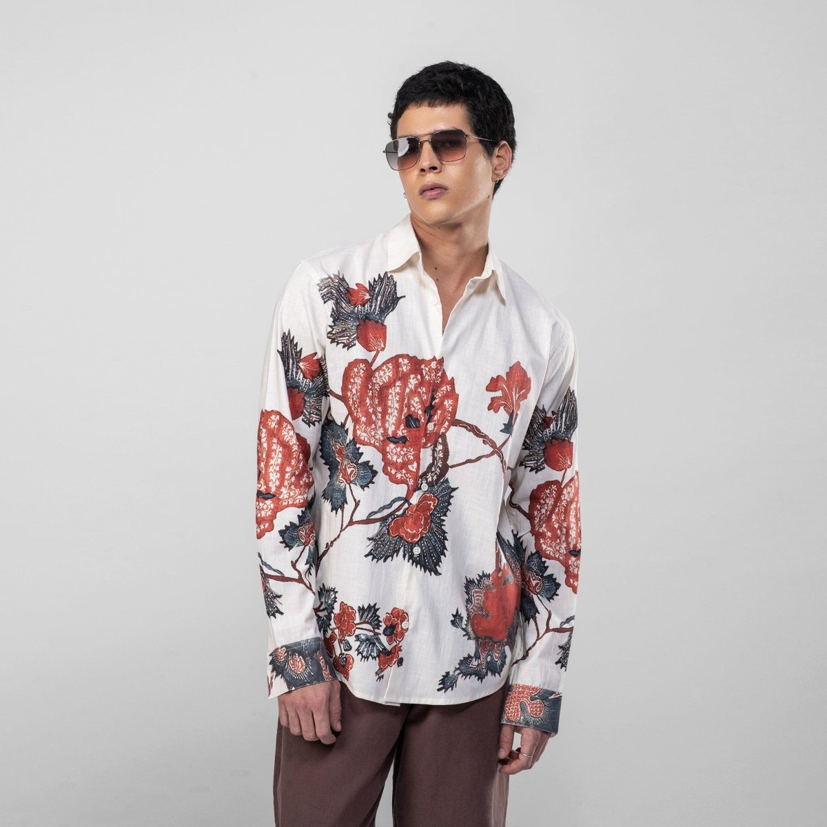 Roseplant Holiday shirts Men - White Available in Cotton and Linen - Naymish Designs