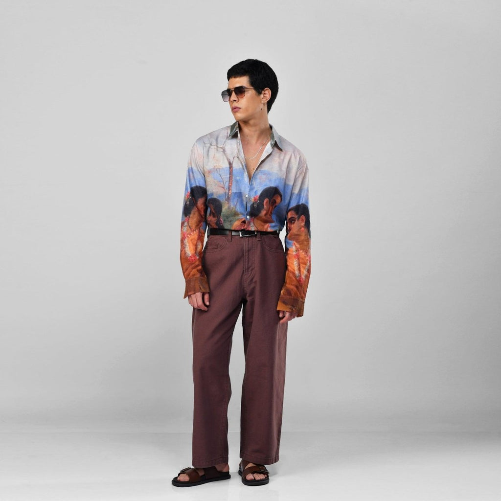 Shakuntala by Raja Ravi Varma - Luxury Designer Shirt | Soft Cotton or Pure Linen | Partywear shirt for Men - Naymish Designs